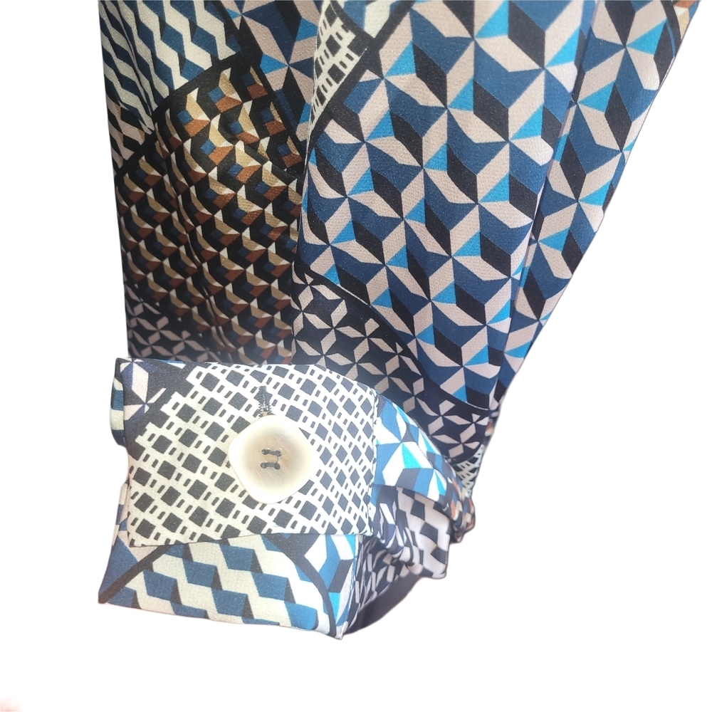 Kaffe Geometric Patchwork Look Patterned V-Neck Blouse 36 - Picture 6 of 7